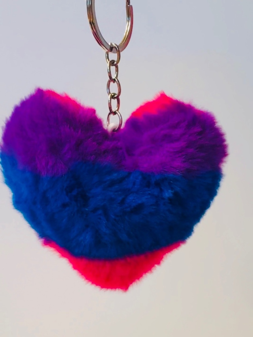 Fluffy Heart Keychain Purse Charm